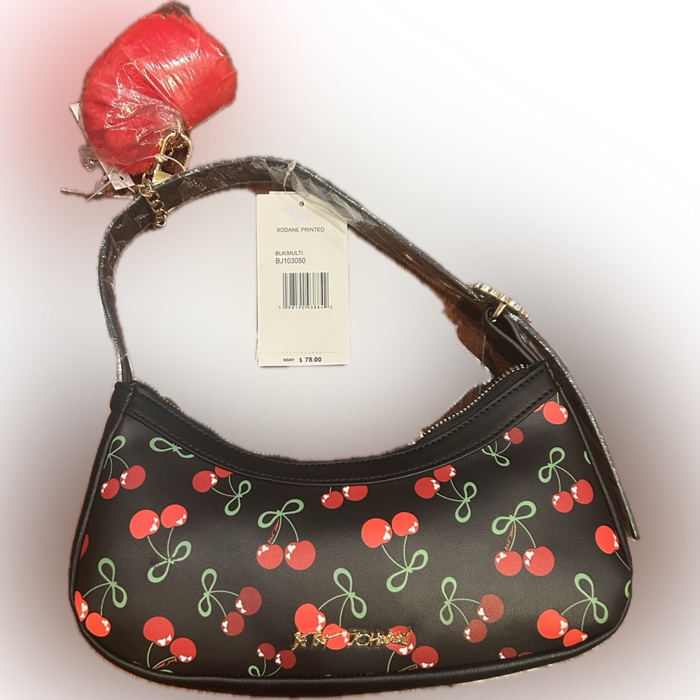 Betsy Johnson stylish HOBO style Flirty Cherry Print Women's Shoulder Bag/ NWT